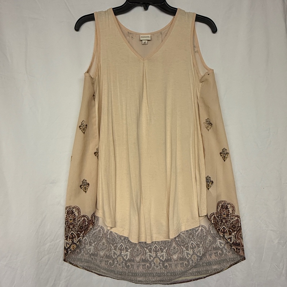 Merona Women’s Cream and Brown Paisley Sleeveless Tunic